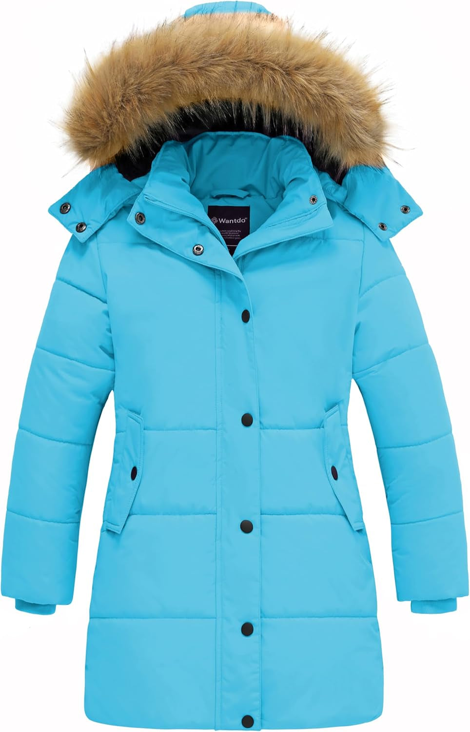 Girl'S Winter Jacket Long Puffer Coat Fleece Outerwear Jacket with Hood Water Resistant