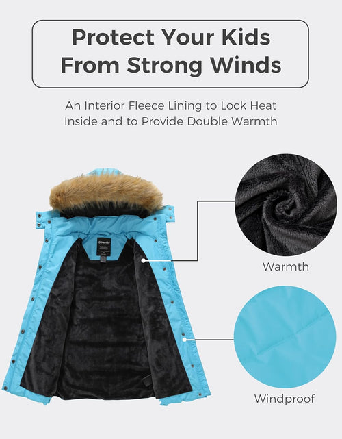 Load image into Gallery viewer, Girl'S Winter Jacket Long Puffer Coat Fleece Outerwear Jacket with Hood Water Resistant
