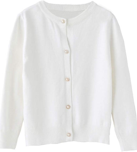 Girls Cardigan Sweater School Uniforms Button Long Sleeve Knit Tops