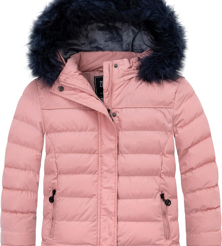 Girls' Water Resistant Puffer Jacket Soft Fleece Lined Padded Hooded Winter Coat