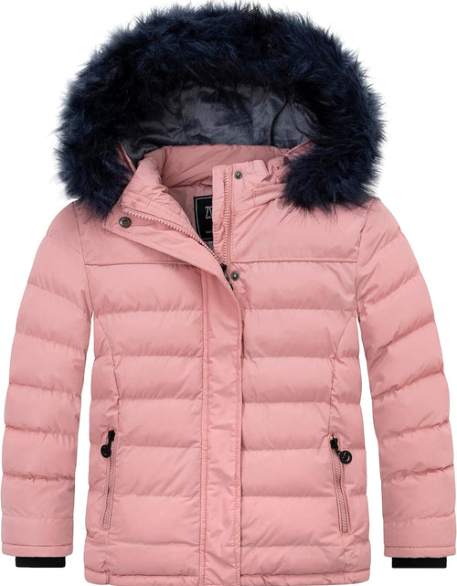 Load image into Gallery viewer, Girls' Water Resistant Puffer Jacket Soft Fleece Lined Padded Hooded Winter Coat
