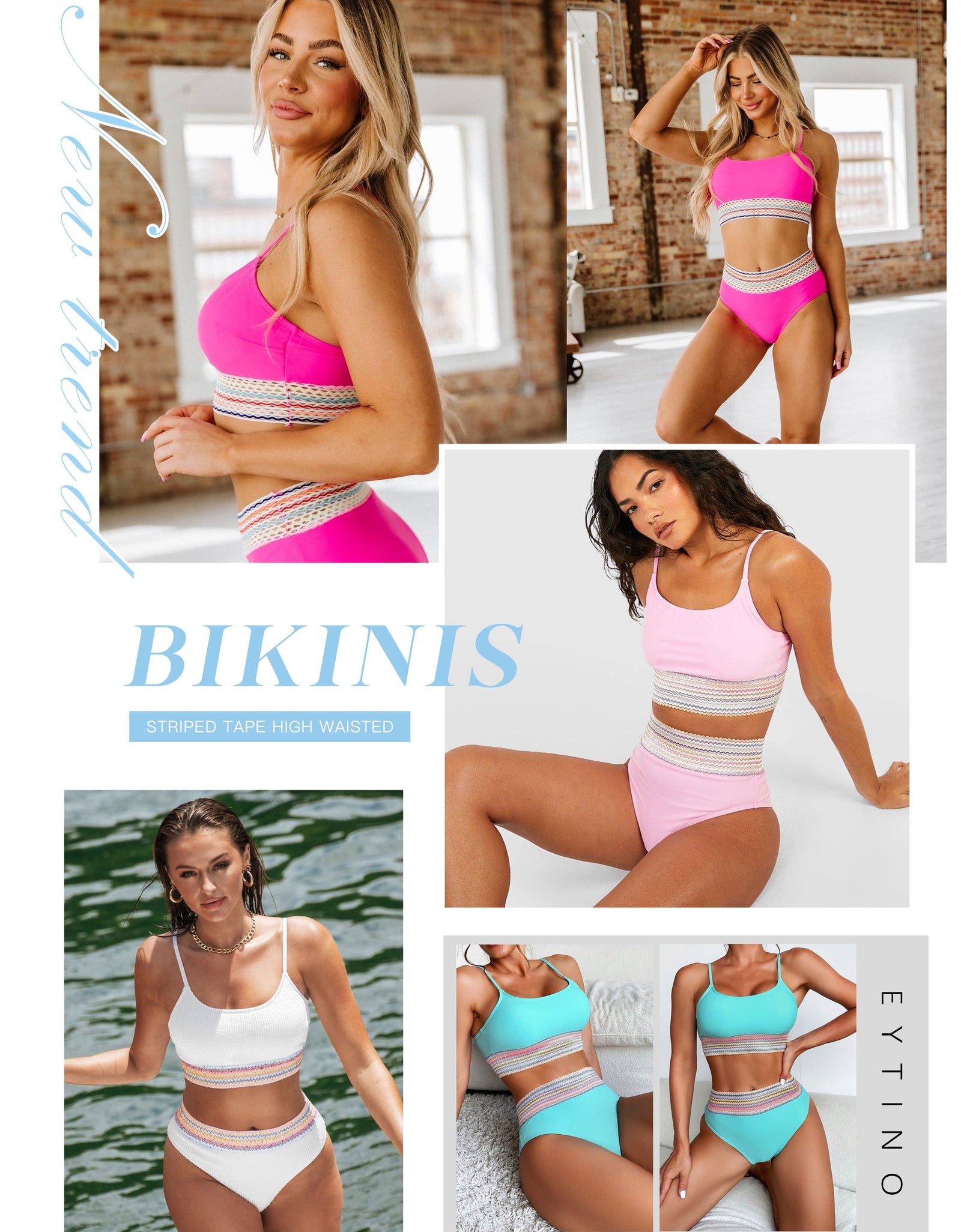 Bikinis for Women High Waisted Bathing Suits for Women Tummy Control Swimsuits Adjustable Spaghetti Straps Bikini Swimwear Blue S