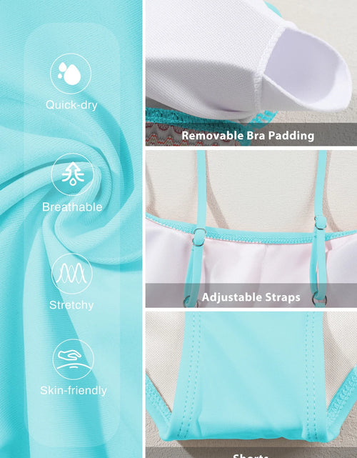 Load image into Gallery viewer, Bikinis for Women High Waisted Bathing Suits for Women Tummy Control Swimsuits Adjustable Spaghetti Straps Bikini Swimwear Blue S
