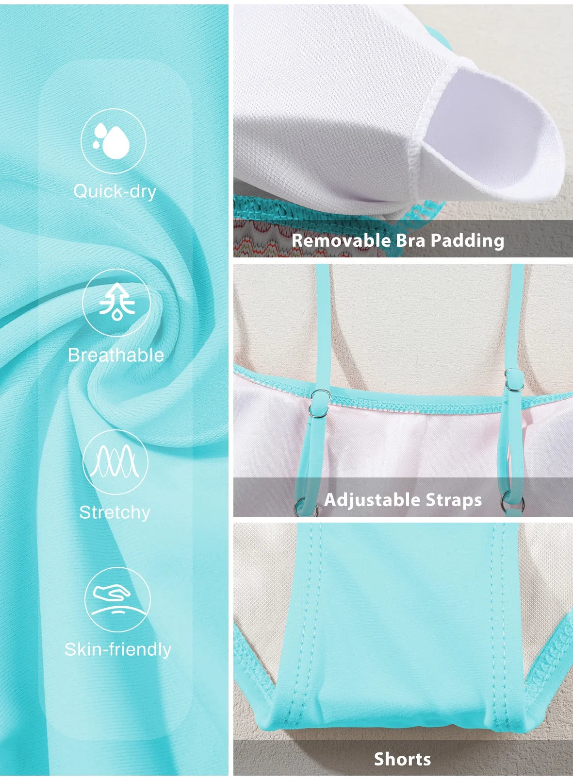 Bikinis for Women High Waisted Bathing Suits for Women Tummy Control Swimsuits Adjustable Spaghetti Straps Bikini Swimwear Blue S