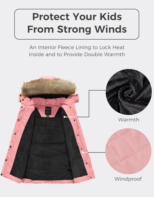 Load image into Gallery viewer, Girl'S Winter Jacket Long Puffer Coat Fleece Outerwear Jacket with Hood Water Resistant
