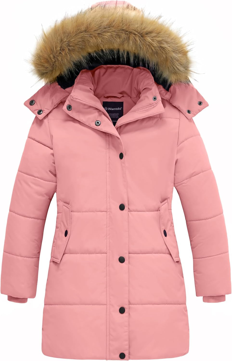 Girl'S Winter Jacket Long Puffer Coat Fleece Outerwear Jacket with Hood Water Resistant