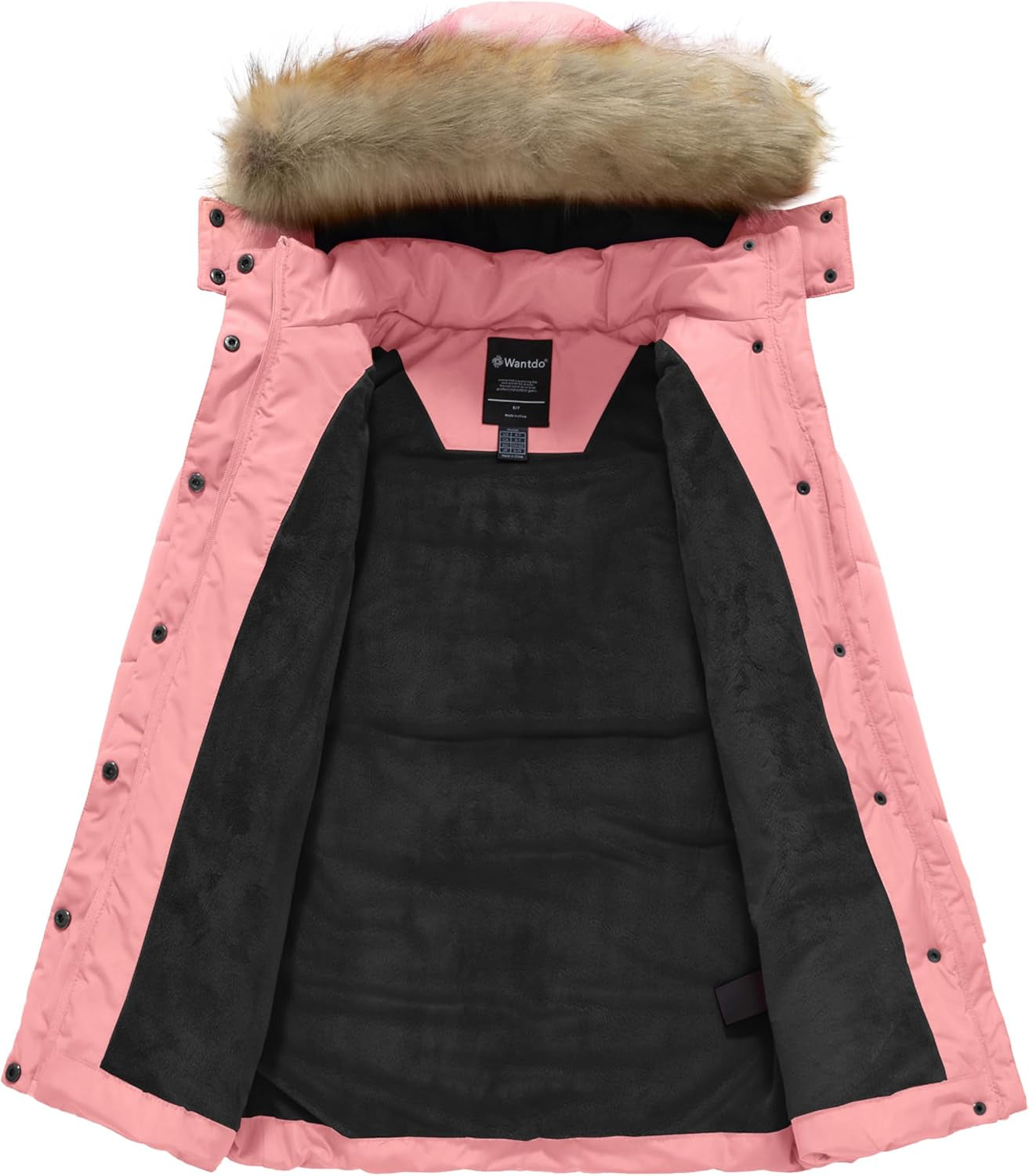 Girl'S Winter Jacket Long Puffer Coat Fleece Outerwear Jacket with Hood Water Resistant