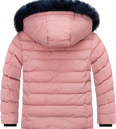 Girls' Water Resistant Puffer Jacket Soft Fleece Lined Padded Hooded Winter Coat