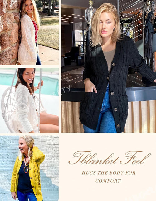 Load image into Gallery viewer, Women'S Long Sleeve Cable Knit Sweater Open Front Cardigan Button Loose Outerwear
