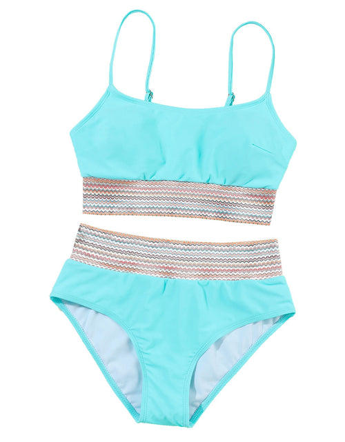 Load image into Gallery viewer, Bikinis for Women High Waisted Bathing Suits for Women Tummy Control Swimsuits Adjustable Spaghetti Straps Bikini Swimwear Blue S
