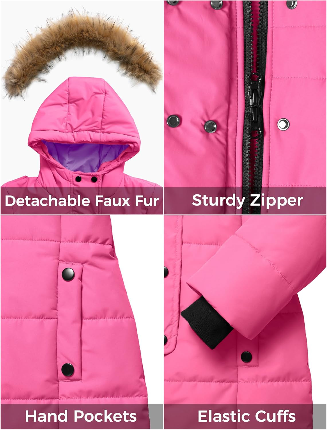 Girls' Long Winter Coat Parka Water Resistant Warm Puffer Jacket