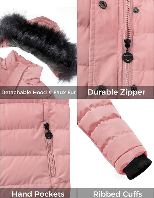 Load image into Gallery viewer, Girls' Water Resistant Puffer Jacket Soft Fleece Lined Padded Hooded Winter Coat
