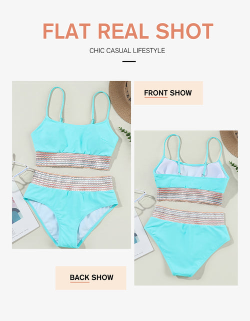 Load image into Gallery viewer, Bikinis for Women High Waisted Bathing Suits for Women Tummy Control Swimsuits Adjustable Spaghetti Straps Bikini Swimwear Blue S
